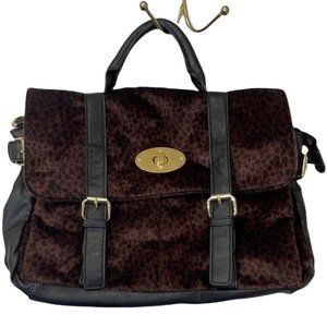 Big Buddha Handbag / Satchel Leopard Print Brown/Black Faux Fur